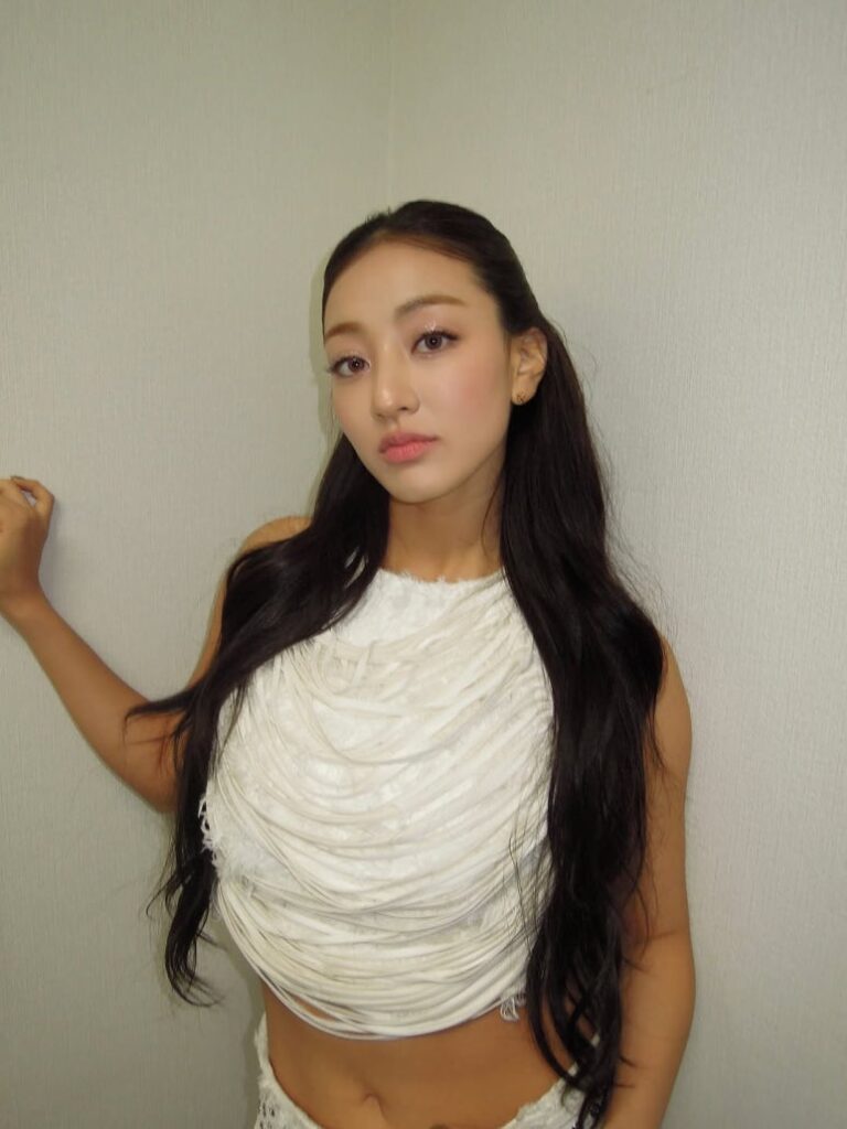 TWICE leader Jihyo in white stage outfit, after overcoming her health issue at the Fukuoka concert
