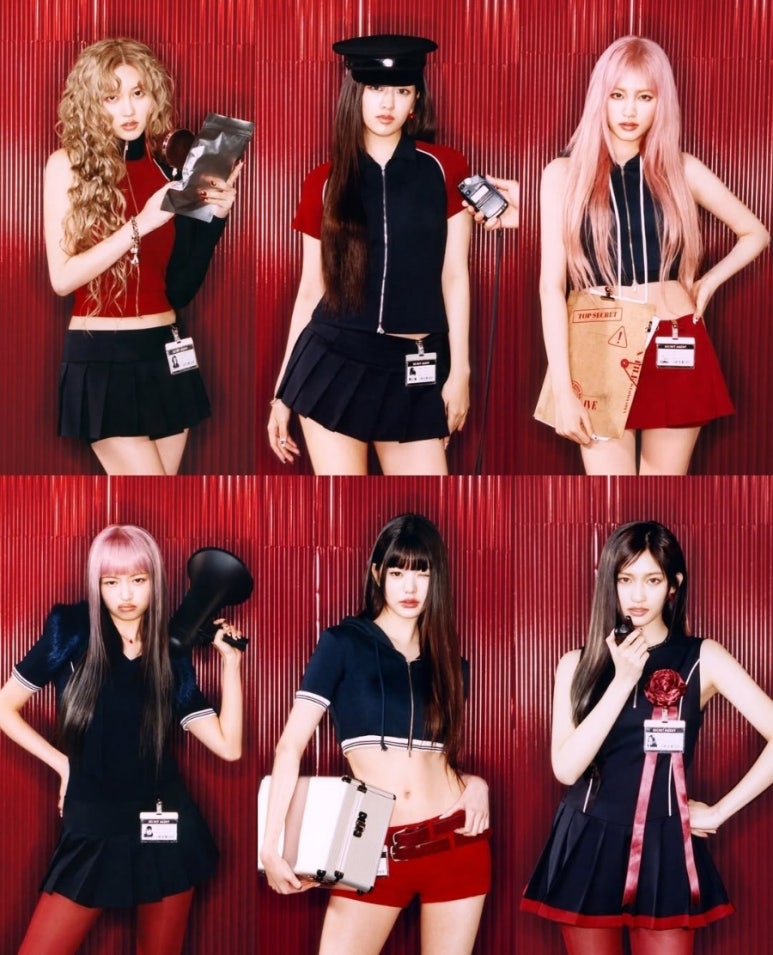 IVE SECRET concept photo with IVE members holding newspapers that read Girls With Secrets.