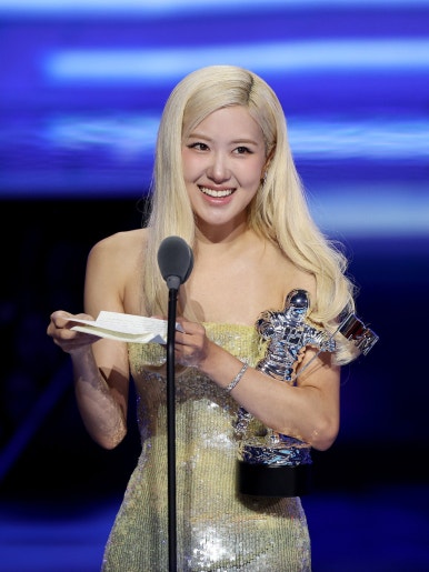 Rosé beaming with pride while accepting Song of the Year at Rosé MTV VMAs 2025
