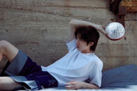CORTIS debut album sales member in casual fashion holding silver ball