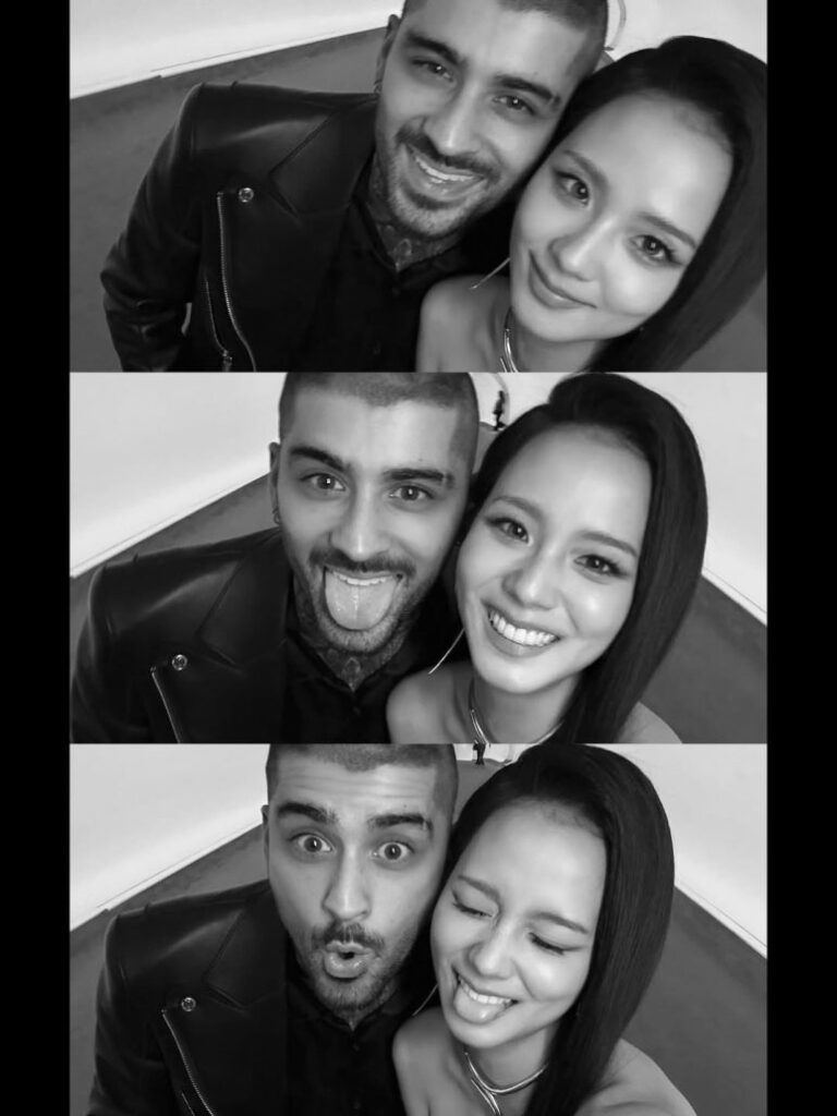 Jisoo and Zayn Malik behind the scenes laughing and posing for their Eyes Closed collaboration teaser