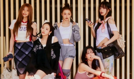 Playful concept photo of <strong>fromis_9 December comeback</strong> members in sporty Y2K-inspired fashion.