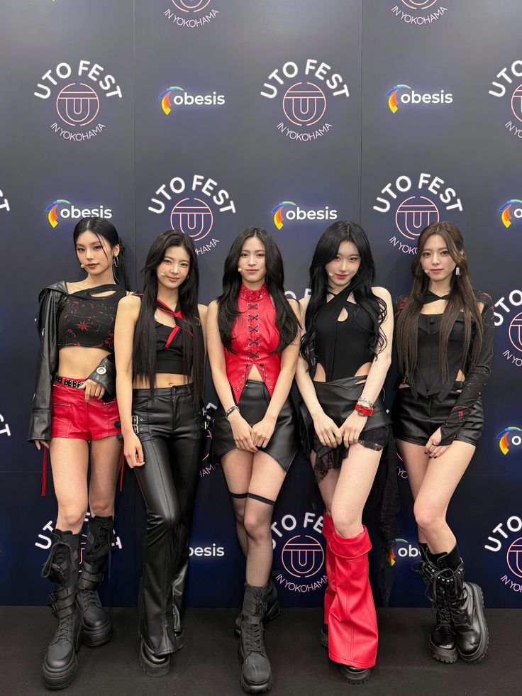 Tunnel Vision ITZY comeback concept in red and black punk-inspired festival styling