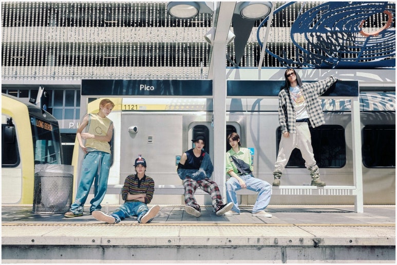 Artistic shot of CORTIS at a train station, embodying freedom and street culture in their K-pop debut concept.